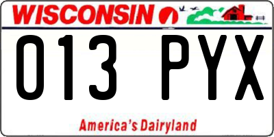 WI license plate 013PYX