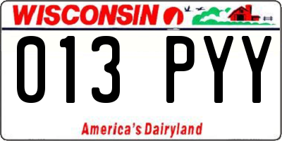 WI license plate 013PYY
