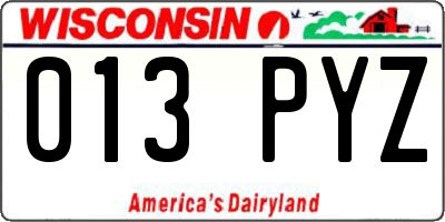 WI license plate 013PYZ