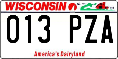 WI license plate 013PZA