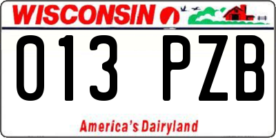 WI license plate 013PZB