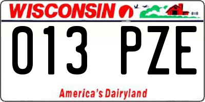 WI license plate 013PZE