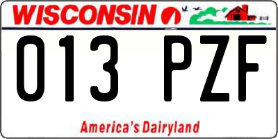 WI license plate 013PZF