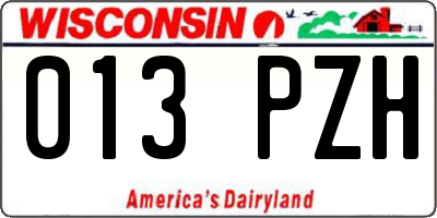 WI license plate 013PZH