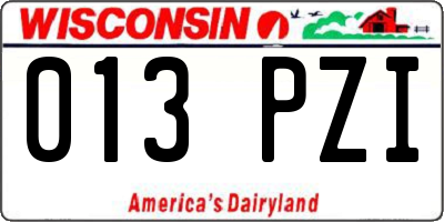 WI license plate 013PZI