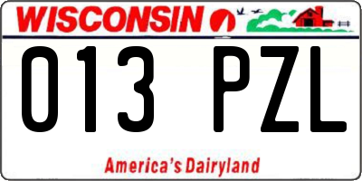 WI license plate 013PZL