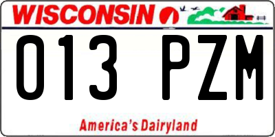 WI license plate 013PZM