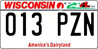 WI license plate 013PZN