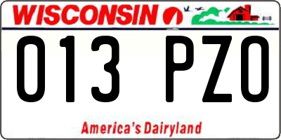 WI license plate 013PZO