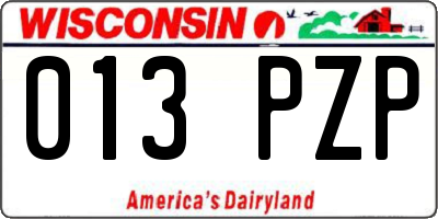 WI license plate 013PZP