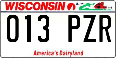 WI license plate 013PZR