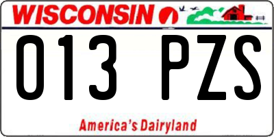 WI license plate 013PZS