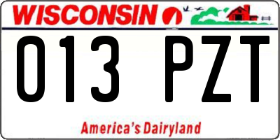 WI license plate 013PZT
