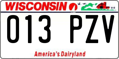 WI license plate 013PZV