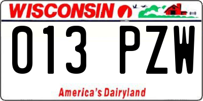 WI license plate 013PZW