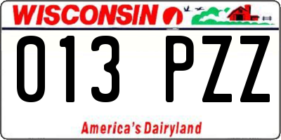 WI license plate 013PZZ