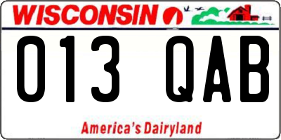 WI license plate 013QAB