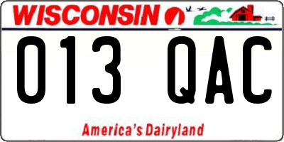 WI license plate 013QAC