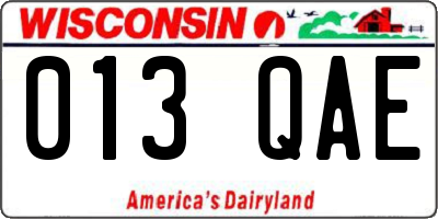 WI license plate 013QAE