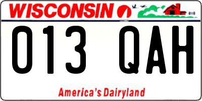 WI license plate 013QAH