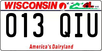 WI license plate 013QIU