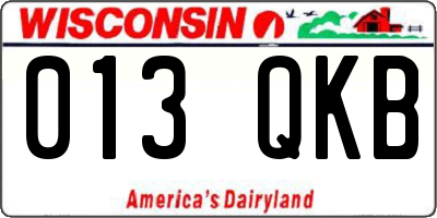 WI license plate 013QKB
