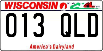 WI license plate 013QLD