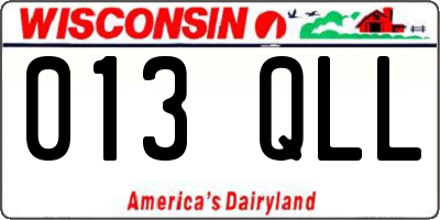 WI license plate 013QLL