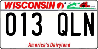 WI license plate 013QLN
