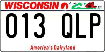 WI license plate 013QLP