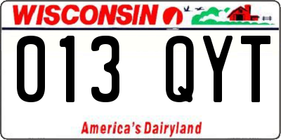 WI license plate 013QYT