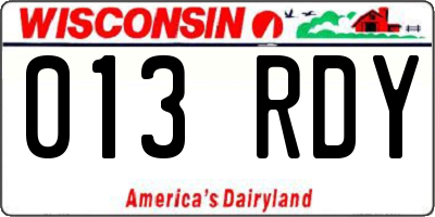 WI license plate 013RDY