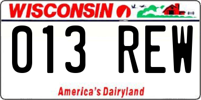 WI license plate 013REW