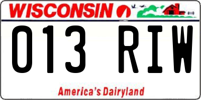 WI license plate 013RIW