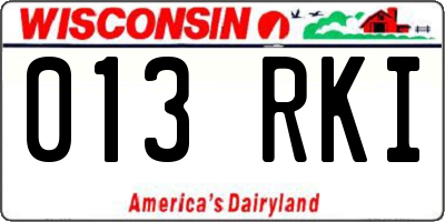 WI license plate 013RKI