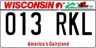 WI license plate 013RKL