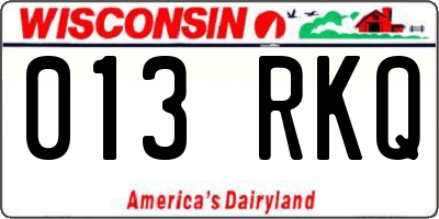 WI license plate 013RKQ