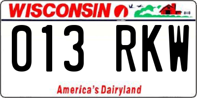 WI license plate 013RKW