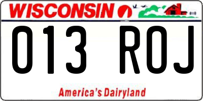 WI license plate 013ROJ