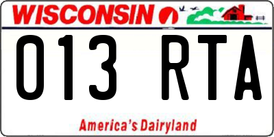 WI license plate 013RTA