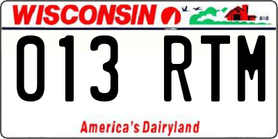 WI license plate 013RTM