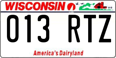 WI license plate 013RTZ