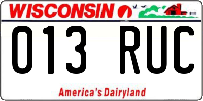 WI license plate 013RUC