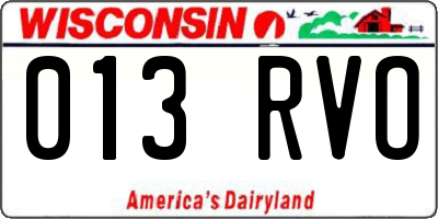 WI license plate 013RVO