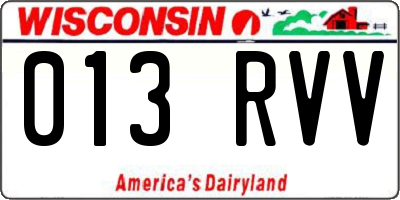 WI license plate 013RVV