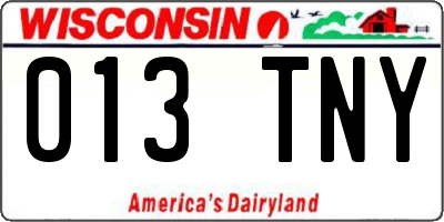 WI license plate 013TNY