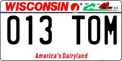 WI license plate 013TOM