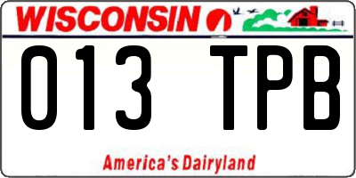 WI license plate 013TPB