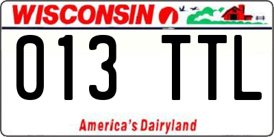WI license plate 013TTL