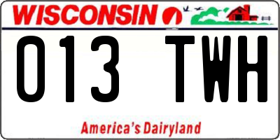 WI license plate 013TWH